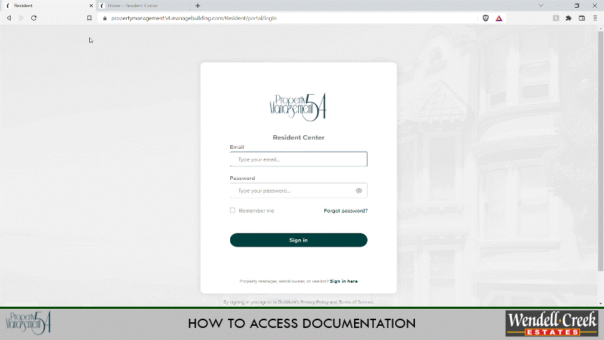 Video walkthrough of accessing documents in Resident Center